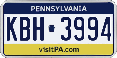 PA license plate KBH3994
