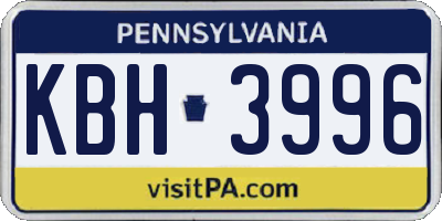 PA license plate KBH3996