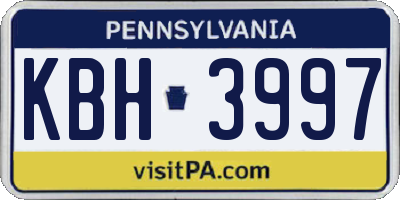 PA license plate KBH3997