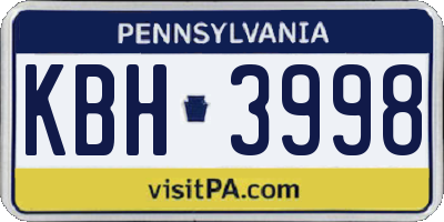 PA license plate KBH3998