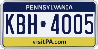 PA license plate KBH4005