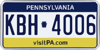 PA license plate KBH4006