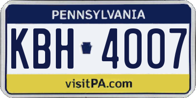 PA license plate KBH4007