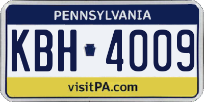 PA license plate KBH4009