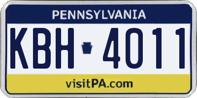 PA license plate KBH4011