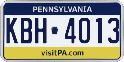 PA license plate KBH4013