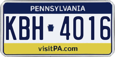 PA license plate KBH4016