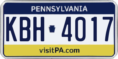 PA license plate KBH4017