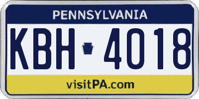 PA license plate KBH4018