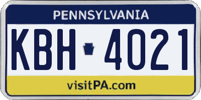 PA license plate KBH4021