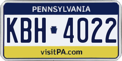 PA license plate KBH4022