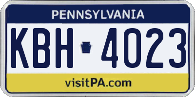 PA license plate KBH4023
