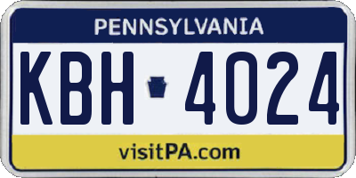 PA license plate KBH4024