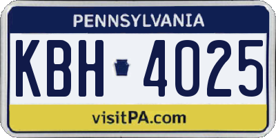 PA license plate KBH4025
