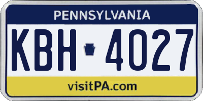 PA license plate KBH4027