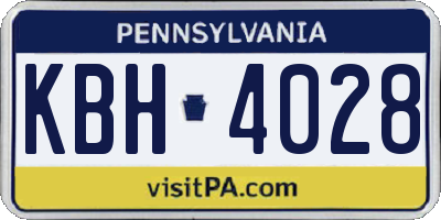 PA license plate KBH4028