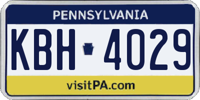 PA license plate KBH4029