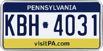 PA license plate KBH4031
