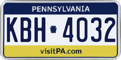 PA license plate KBH4032
