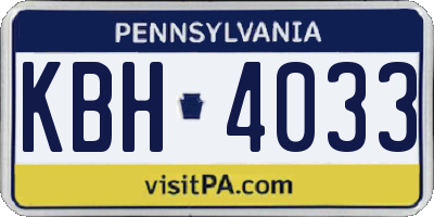 PA license plate KBH4033