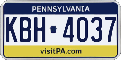 PA license plate KBH4037