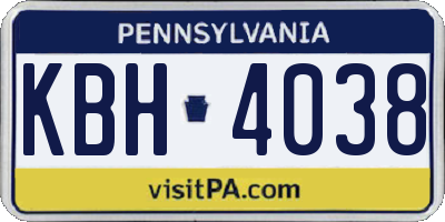 PA license plate KBH4038