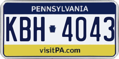 PA license plate KBH4043