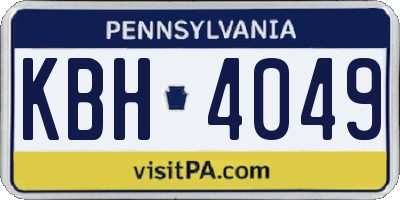 PA license plate KBH4049