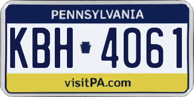 PA license plate KBH4061