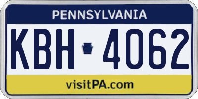 PA license plate KBH4062