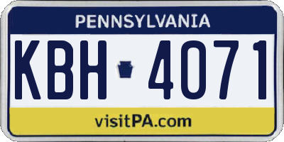 PA license plate KBH4071