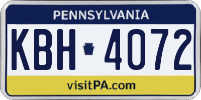 PA license plate KBH4072