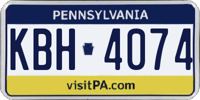PA license plate KBH4074