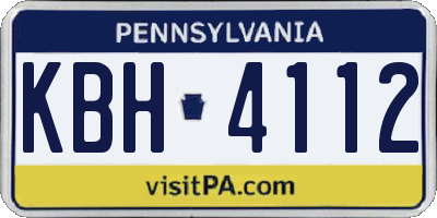PA license plate KBH4112