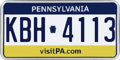 PA license plate KBH4113