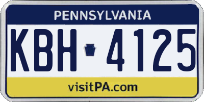 PA license plate KBH4125
