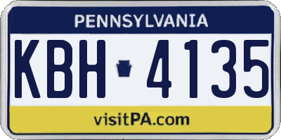 PA license plate KBH4135