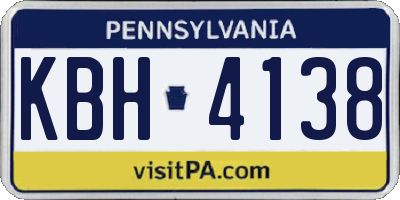 PA license plate KBH4138
