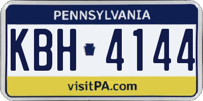 PA license plate KBH4144