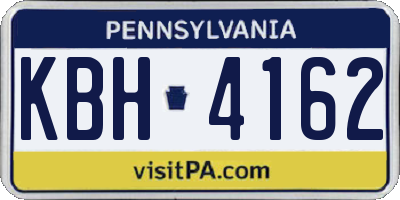 PA license plate KBH4162