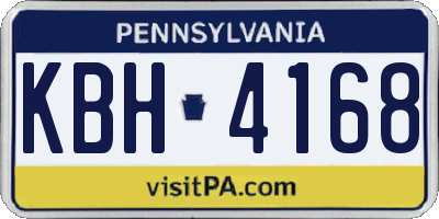 PA license plate KBH4168