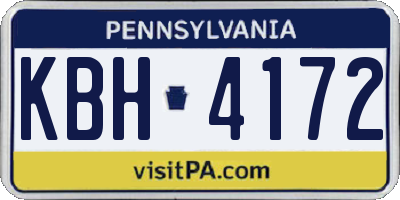 PA license plate KBH4172