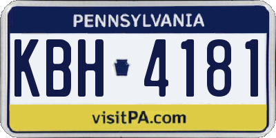 PA license plate KBH4181