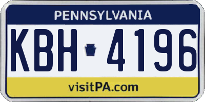 PA license plate KBH4196
