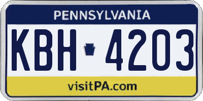 PA license plate KBH4203