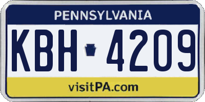 PA license plate KBH4209