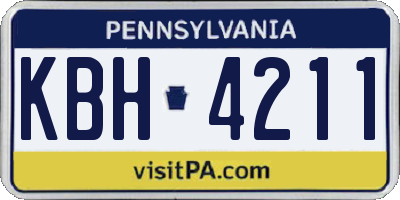 PA license plate KBH4211
