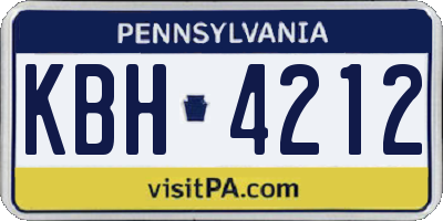 PA license plate KBH4212