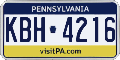 PA license plate KBH4216
