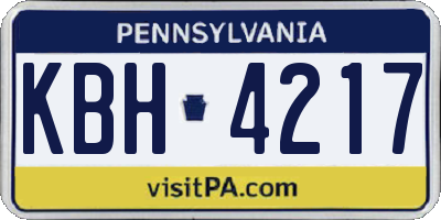 PA license plate KBH4217